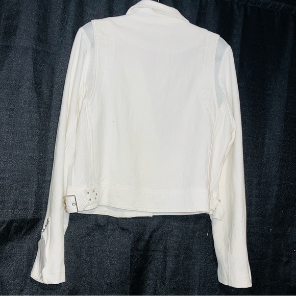 Blank NYC white crepe cotton Moto Jacket XL - Picture 6 of 8